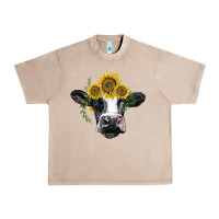 French Oak holstein cow with sunflower Urban Heavy Tee - BarkalooDesign