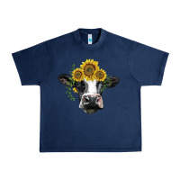 Navy holstein cow with sunflower Urban Heavy Tee - BarkalooDesign