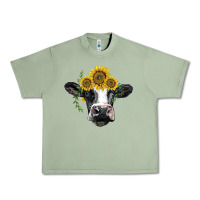 Oil Green holstein cow with sunflower Urban Heavy Tee - BarkalooDesign