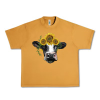 Peanut Butter holstein cow with sunflower Urban Heavy Tee - BarkalooDesign