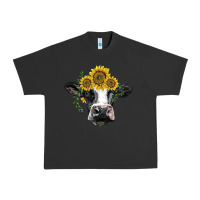 Pigment Black holstein cow with sunflower Urban Heavy Tee - BarkalooDesign