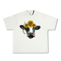 Pistachio holstein cow with sunflower Urban Heavy Tee - BarkalooDesign
