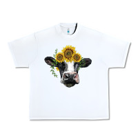 White holstein cow with sunflower Urban Heavy Tee - BarkalooDesign