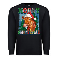 Black mooey christmas heifer Premium Sweatshirt - FaDigitalArtStudio