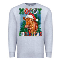 Heather Grey mooey christmas heifer Premium Sweatshirt - FaDigitalArtStudio