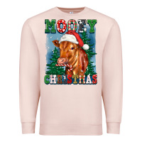 Pale Pink mooey christmas heifer Premium Sweatshirt - FaDigitalArtStudio