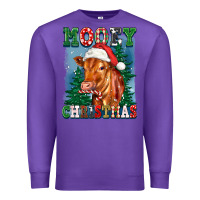 Purple mooey christmas heifer Premium Sweatshirt - FaDigitalArtStudio