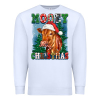 White mooey christmas heifer Premium Sweatshirt - FaDigitalArtStudio