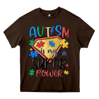 Chocolate Brown autism is my super power Heavy Core Tee - MaliasSmallBusiness