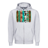Heather Grey western brushstroke Zipper Hoodie - OliviaCreatesArt