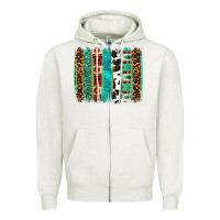 Oatmeal Heather western brushstroke Zipper Hoodie - OliviaCreatesArt