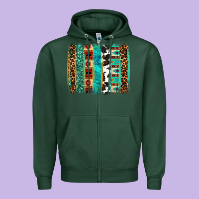 Western Brushstroke Zipper Hoodie Designed By Oliviacreatesart