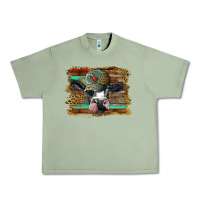 Oil Green holstein cow with cap and leopard background Urban Heavy Tee - BarkalooDesign