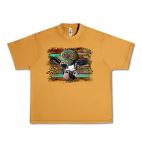 Peanut Butter holstein cow with cap and leopard background Urban Heavy Tee - BarkalooDesign