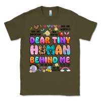 Army Green dear tiny human behind me Classic Tee - Artiststas