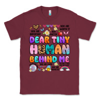 Burgundy dear tiny human behind me Classic Tee - Artiststas