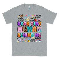 Heather Grey dear tiny human behind me Classic Tee - Artiststas