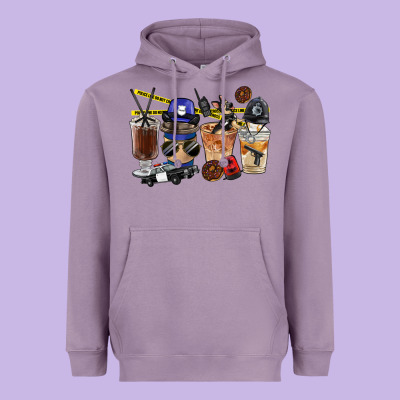 Police Coffee Cups Heavyweight Hoodie Designed By Fadigitalartstudio