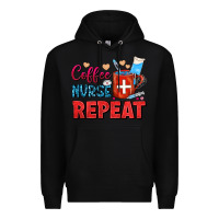 Black Coffee Nurse Repeat Premium Hoodie - FaDigitalArtStudio