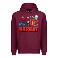 Burgundy Coffee Nurse Repeat Premium Hoodie - FaDigitalArtStudio