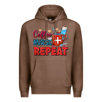Chestnut Coffee Nurse Repeat Premium Hoodie - FaDigitalArtStudio