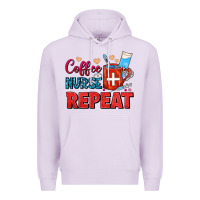 Lilac Coffee Nurse Repeat Premium Hoodie - FaDigitalArtStudio