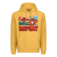 Mustard Coffee Nurse Repeat Premium Hoodie - FaDigitalArtStudio