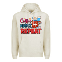 Oatmeal Heather Coffee Nurse Repeat Premium Hoodie - FaDigitalArtStudio