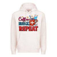 Pale Pink Coffee Nurse Repeat Premium Hoodie - FaDigitalArtStudio