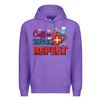 Purple Coffee Nurse Repeat Premium Hoodie - FaDigitalArtStudio