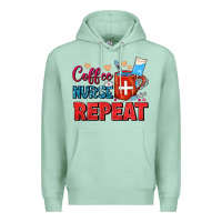 Seafoam Coffee Nurse Repeat Premium Hoodie - FaDigitalArtStudio