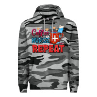 Slate Camo Coffee Nurse Repeat Premium Hoodie - FaDigitalArtStudio