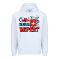 White Coffee Nurse Repeat Premium Hoodie - FaDigitalArtStudio