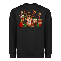 Black reindeer coffe cups christmas Heavyweight Sweatshirt - CowGirlArtShop