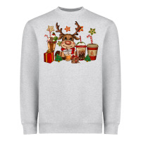 Heather Grey reindeer coffe cups christmas Heavyweight Sweatshirt - CowGirlArtShop