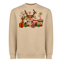 Reindeer Coffe Cups Christmas Heavyweight Sweatshirt | Teevron