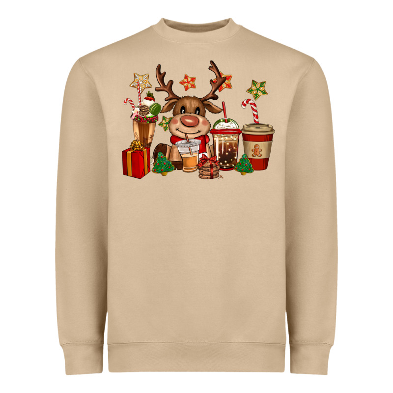 Reindeer Coffe Cups Christmas Heavyweight Sweatshirt by CowGirlArtShop | Teevron