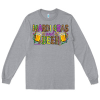 Heather Grey Mardi Gras and beer Long Sleeve Tee - NancyCooperArtShop