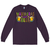 Plum Mardi Gras and beer Long Sleeve Tee - NancyCooperArtShop