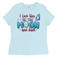 Baby Blue i love you to the moon and back Ladies Tee - MaliasSmallBusiness