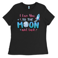 Black i love you to the moon and back Ladies Tee - MaliasSmallBusiness
