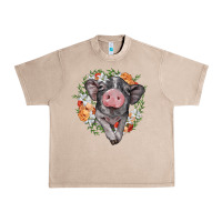 French Oak baby pig floral wreath Urban Heavy Tee - BarkalooDesign