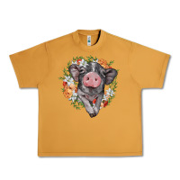 Peanut Butter baby pig floral wreath Urban Heavy Tee - BarkalooDesign