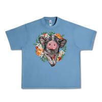 Pebble Blue baby pig floral wreath Urban Heavy Tee - BarkalooDesign