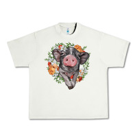 Pistachio baby pig floral wreath Urban Heavy Tee - BarkalooDesign