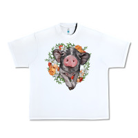 White baby pig floral wreath Urban Heavy Tee - BarkalooDesign