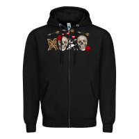 Black Xoxo Valentine skulls Valentine's Day Zipper Hoodie - FaDigitalArtStudio