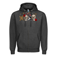 Charcoal Heather Xoxo Valentine skulls Valentine's Day Zipper Hoodie - FaDigitalArtStudio