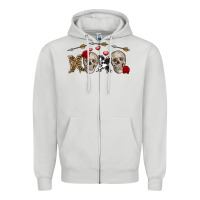 Dove Grey Xoxo Valentine skulls Valentine's Day Zipper Hoodie - FaDigitalArtStudio