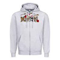 Heather Grey Xoxo Valentine skulls Valentine's Day Zipper Hoodie - FaDigitalArtStudio
